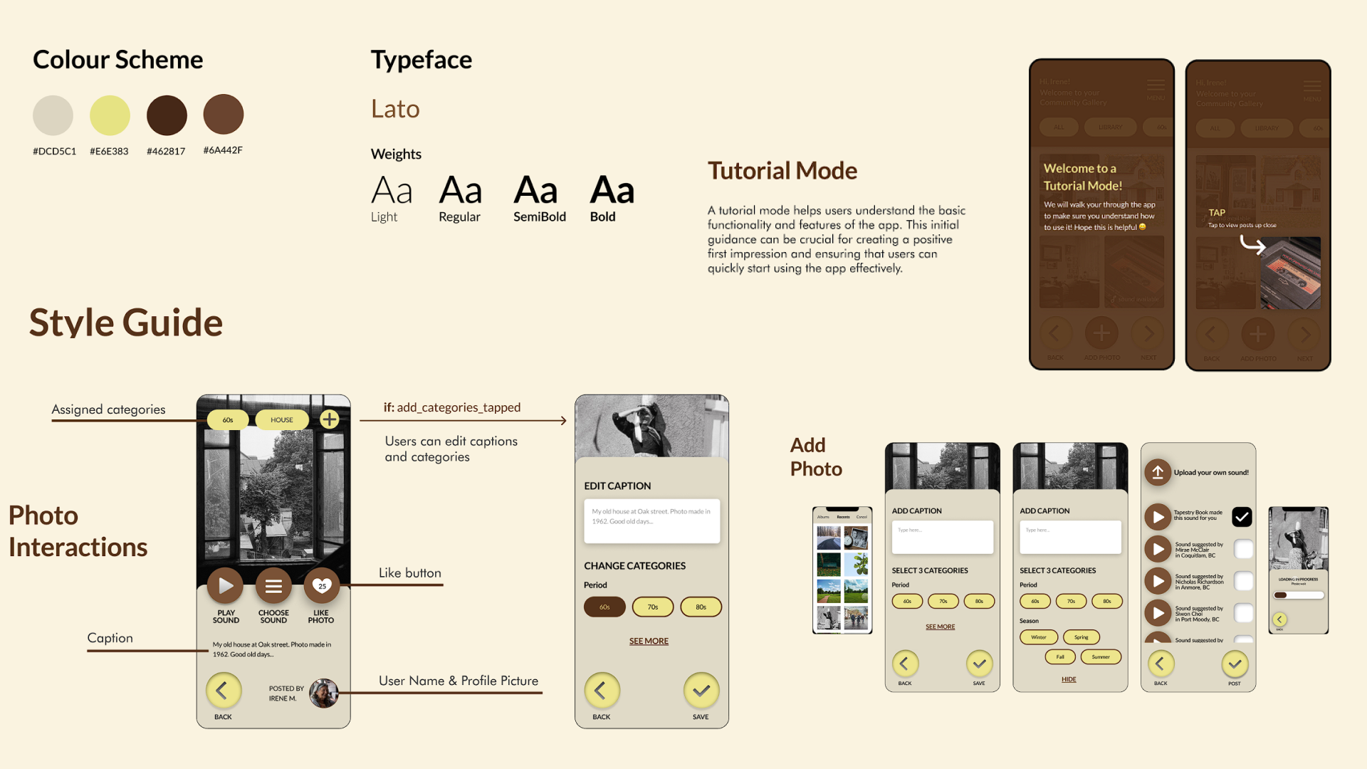 Updated app design showing interactive elements and tutorial mode